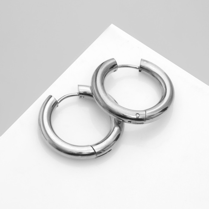 Серьги-кольца «Стальные» d=2,5 см, цвет серебро