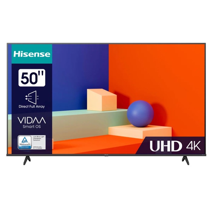 Телевизор Hisense 50A6K , 50, 3840x2160, DVB-T/T2/C/S2, HDMI 3, USB 2, Smart TV, чёрный телевизор 48 50 hisense 50a6k