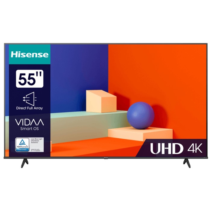 

Телевизор Hisense 55A6K, 55", 3840x2160, DVB-T/T2/C/S2, HDMI 3, USB 2, Smart TV, чёрный