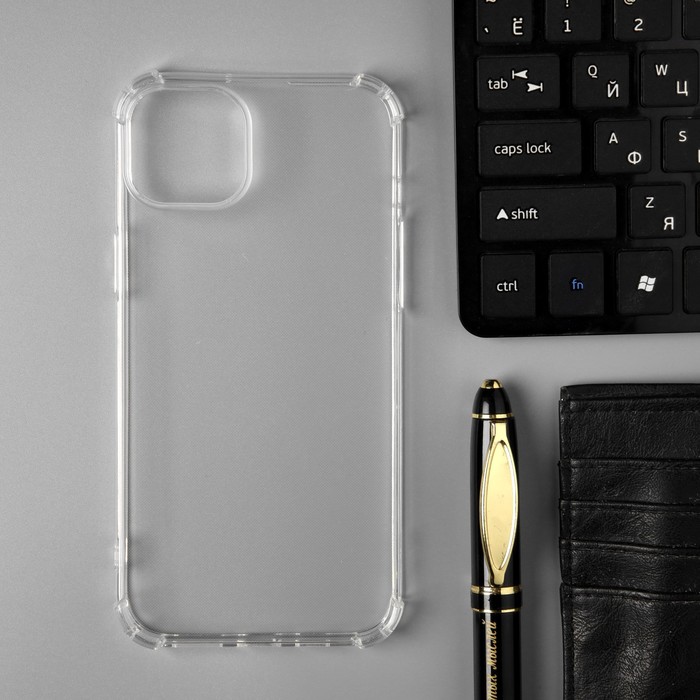 Чехол PERO, для телефона Apple iPhone 15 Plus, силиконовый, прозрачный, усиленный pero чехол pero для телефона apple iphone 15 силиконовый прозрачный усиленный