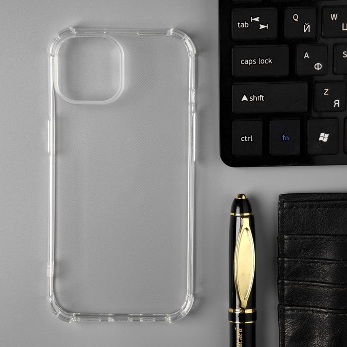 Чехол PERO, для телефона Apple iPhone 15, силиконовый, прозрачный, усиленный pero чехол pero для телефона apple iphone 15 силиконовый прозрачный усиленный