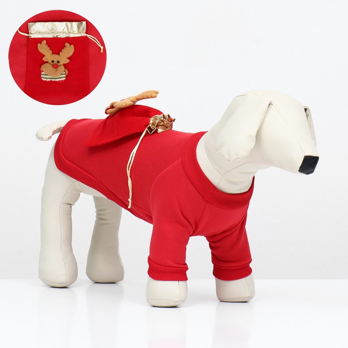 Кофта новогодняя для животных Подарок, размер XL (ДС 40, ОГ 50 см), красный