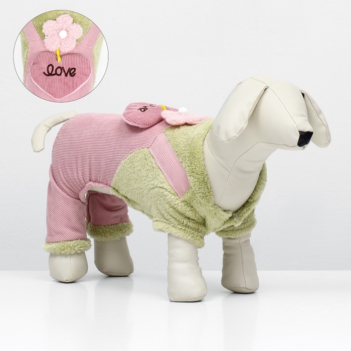 

Комбинезон "Love", размер 2XL (ДС 45 см, ОГ 55 см, ОШ 45 см), зелёный/розовый