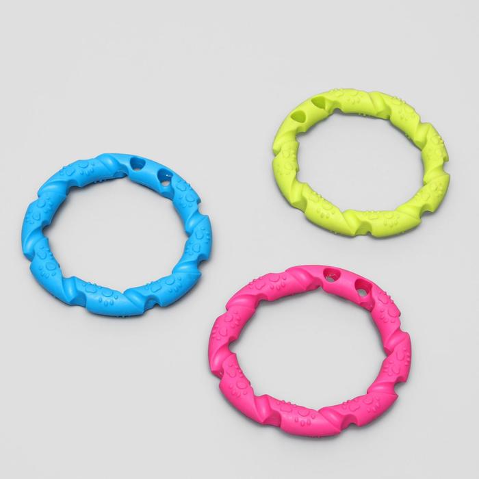Игрушка резиновая жевательная "Витое кольцо", 11,5 см, микс цветов