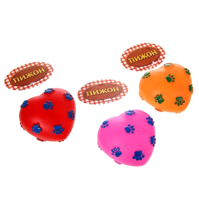 Игрушка резиновая пищащая "Сердце", 7 см, микс цветов