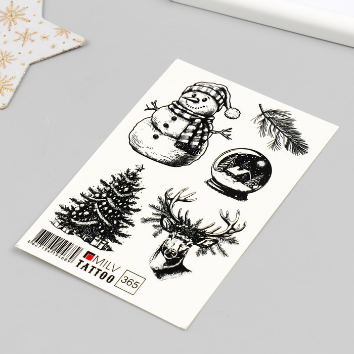 

Татуировка на тело "Снеговик" 10х15 см