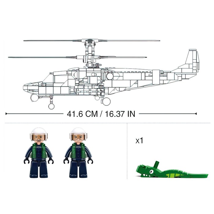 фото Конструктор модельки «вертолёт ка-52с», 1:35, 913 деталей sluban