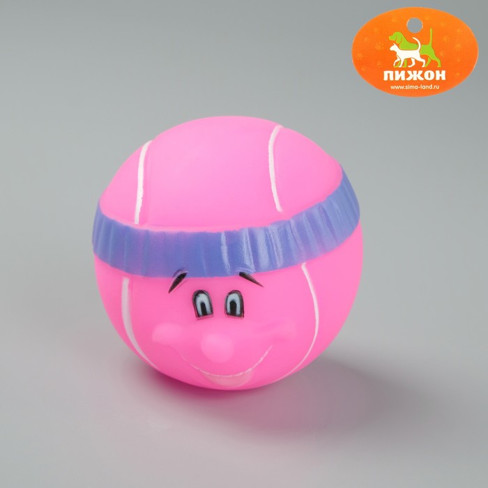 Игрушка резиновая пищащая "Мяч-теннисист", 7 см, микс цветов