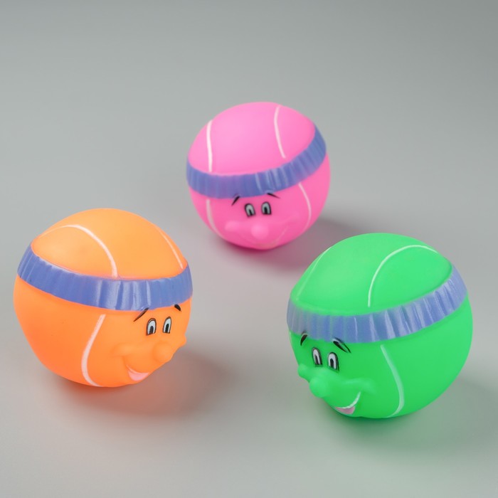 Игрушка резиновая пищащая "Мяч-теннисист", 7 см, микс цветов