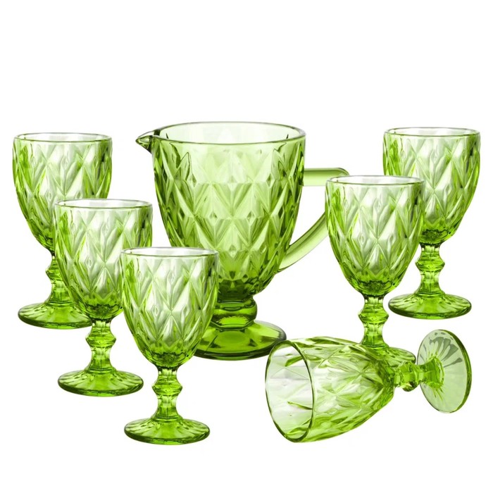 Набор для напитков Bekker, 7 предметов, цвет зелёный набор бокалов для напитков bekker 324 мл 6 предметов