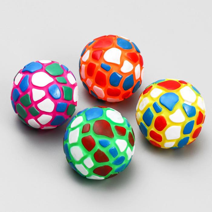 Игрушка резиновая пищащая "Мяч-пятнашка", 7 см, микс цветов