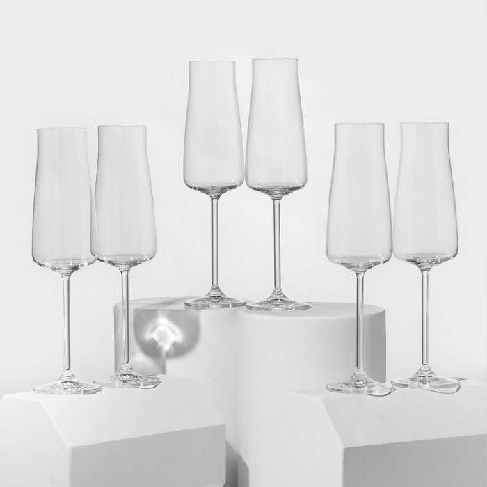 Набор бокалов для шампанского Alex, стеклянный, 210 мл, 6 шт набор бокалов для шампанского white wine glass set стеклянный 130 мл 2 шт