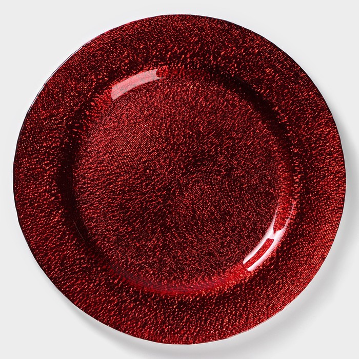 Тарелка стеклянная подстановочная Magistro «Карамель. Красный», d=33,5 см, цвет красный тарелка подстановочная новый год d 35 см цвет красный