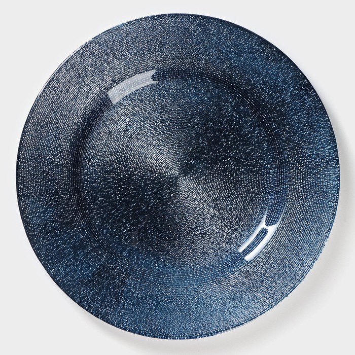 Тарелка стеклянная обеденная Magistro «Карамель. Синее серебро», d=27 см, цвет синий тарелка стеклянная обеденная орбита d 27 см цвет каёмки серый