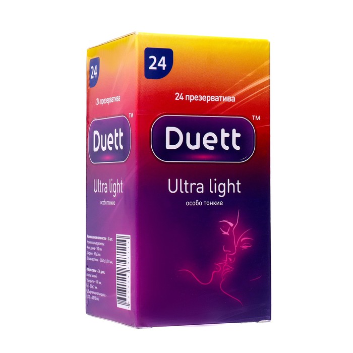 Презервативы DUETT Ultra light 24 шт презервативы duett ultra light ультратонкие 144 штуки