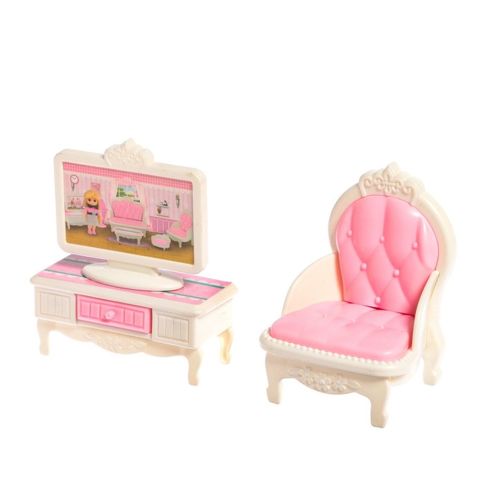Набор мебели для кукол «Уют-6», телевизор+кресло, в пакете набор мебели для кукол 5 21 предмет в пакете
