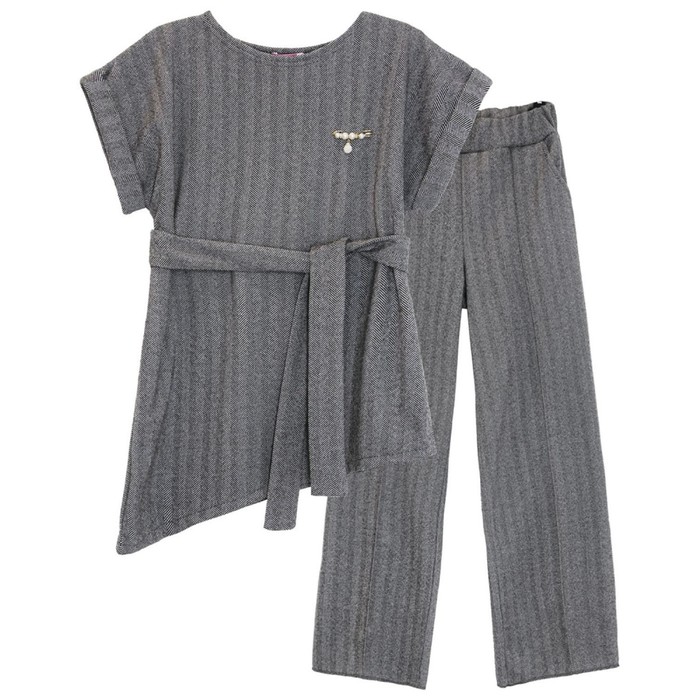 фото Комплект женский: жакет, брюки, размер 46, цвет серый let's go