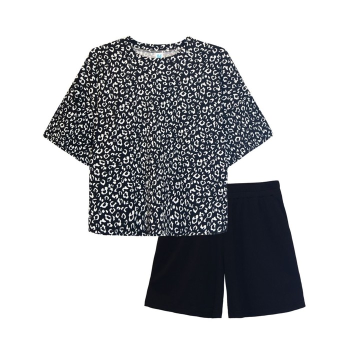 

Комплект женский: футболка, шорты, размер 48, цвет чёрный