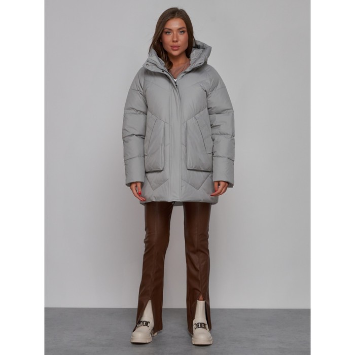 Куртка зимняя женская, размер 54, цвет светло-серый