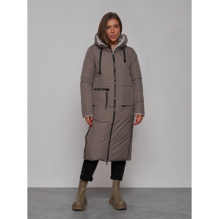 Пальто утепленное двухстороннее женское, размер 48, цвет коричневый пальто утепленное двухстороннее женское размер 44 цвет чёрный