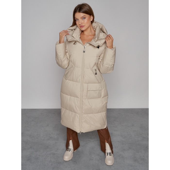 Пальто утепленное зимнее женское, размер 42, цвет бежевый пальто утепленное зимнее женское размер 42 цвет светло бежевый
