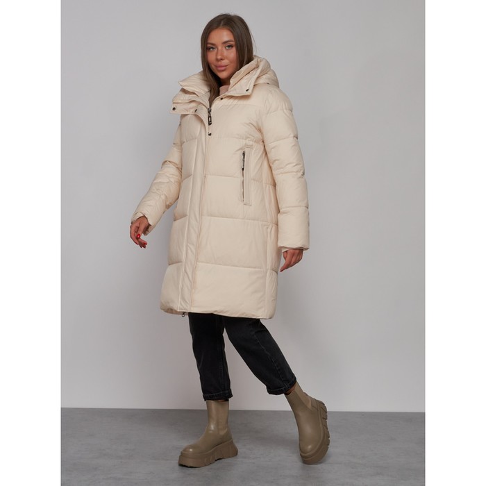 фото Пальто утепленное зимнее женское, размер 46, цвет бежевый mtforce