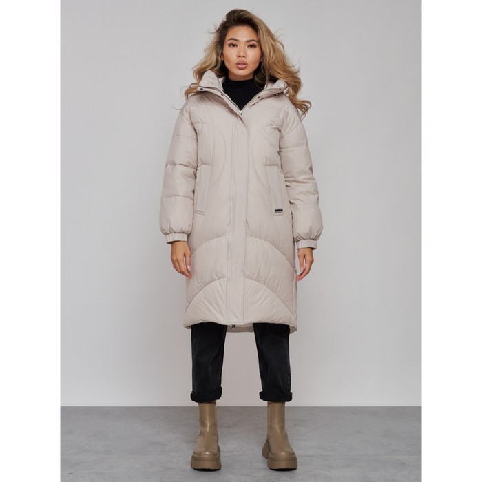 Пальто утепленное зимнее женское, размер 44, цвет бежевый пальто утепленное зимнее женское размер 44 цвет светло бежевый