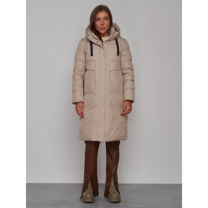 Пальто утепленное зимнее женское, размер 44, цвет бежевый пальто утепленное зимнее женское размер 44 цвет светло бежевый