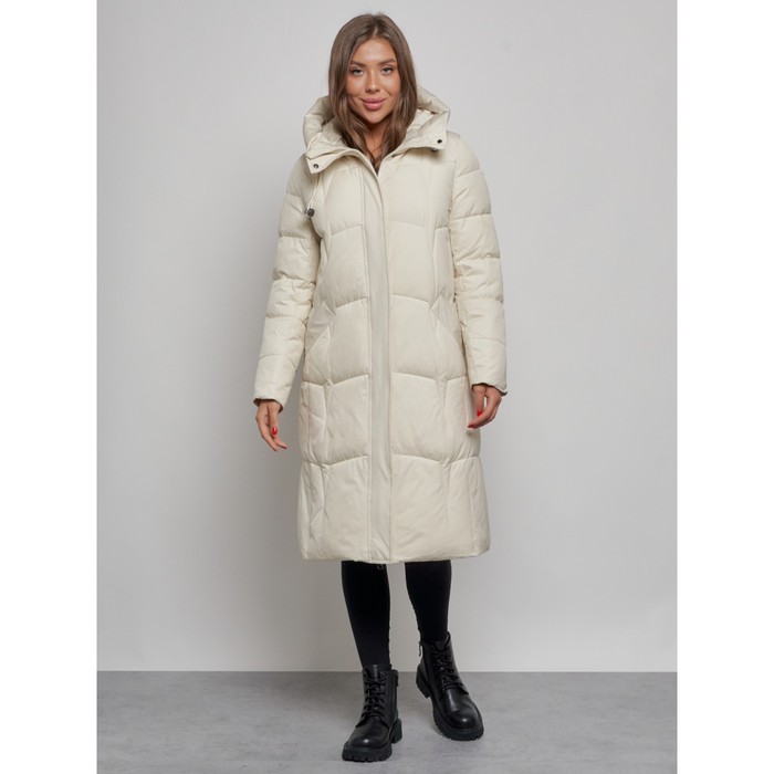 цена Пальто утепленное зимнее женское, размер 50, цвет бежевый