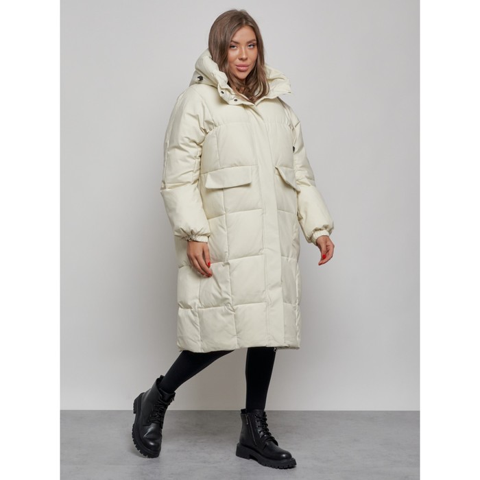 фото Пальто утепленное зимнее женское, размер 52, цвет бежевый mtforce