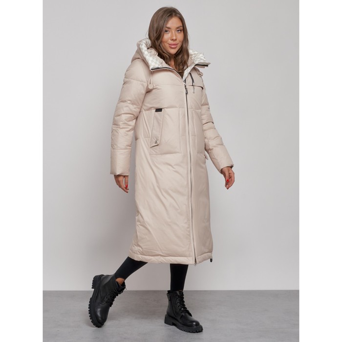 фото Пальто утепленное зимнее женское, размер 50, цвет бежевый mtforce
