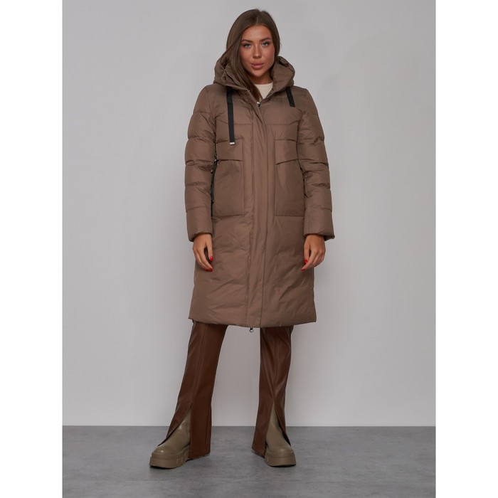 Пальто утепленное зимнее женское, размер 48, цвет коричневый