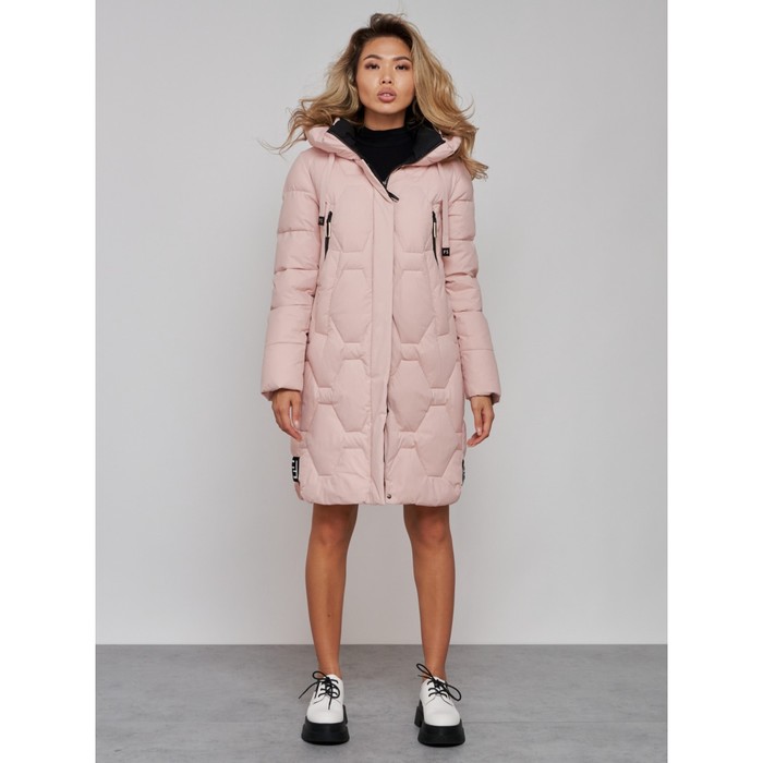 Пальто утепленное зимнее женское, размер 42, цвет розовый