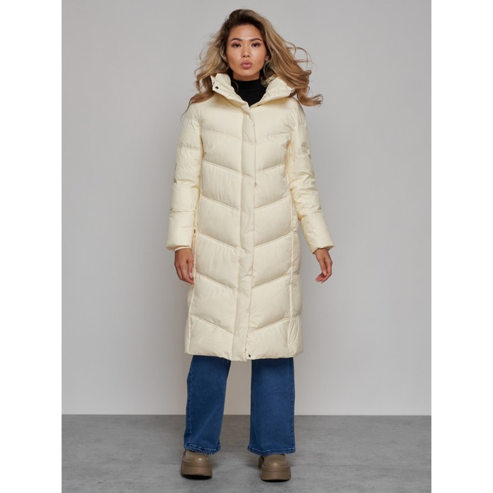 Пальто утепленное зимнее женское, размер 46, цвет светло-бежевый пальто утепленное зимнее женское размер 46 цвет светло бежевый