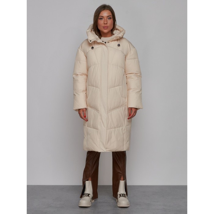 Пальто утепленное зимнее женское, размер 42, цвет светло-бежевый пальто утепленное зимнее женское размер 42 цвет светло серый