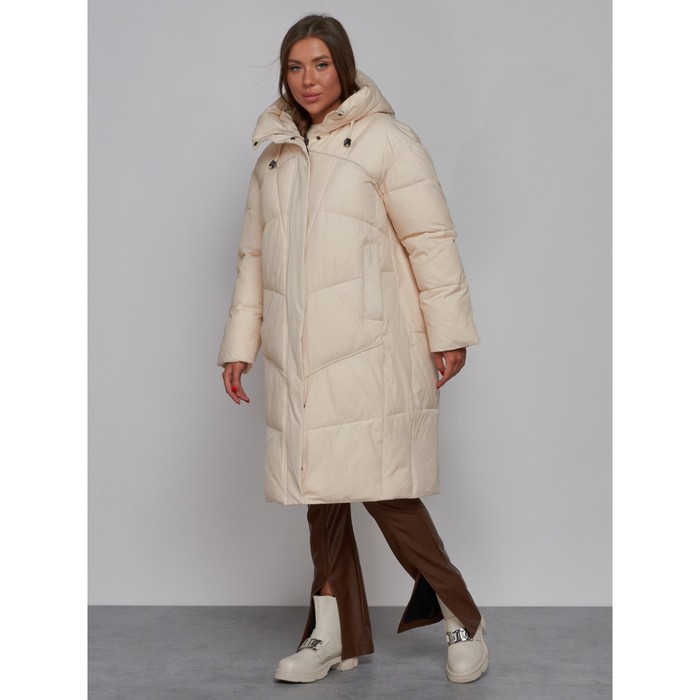 фото Пальто утепленное зимнее женское, размер 44, цвет светло-бежевый mtforce