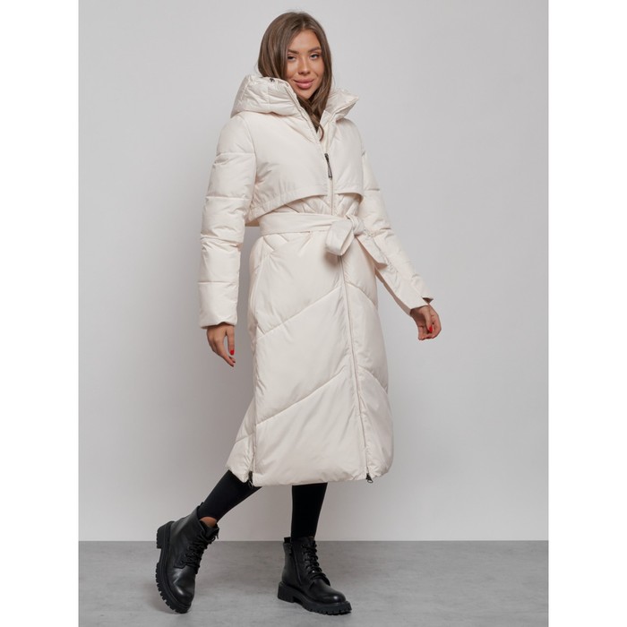 фото Пальто утепленное зимнее женское, размер 42, цвет светло-бежевый mtforce