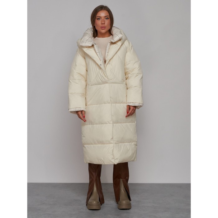 Пальто утепленное зимнее женское, размер 42, цвет светло-бежевый пальто утепленное зимнее женское размер 42 цвет светло бежевый