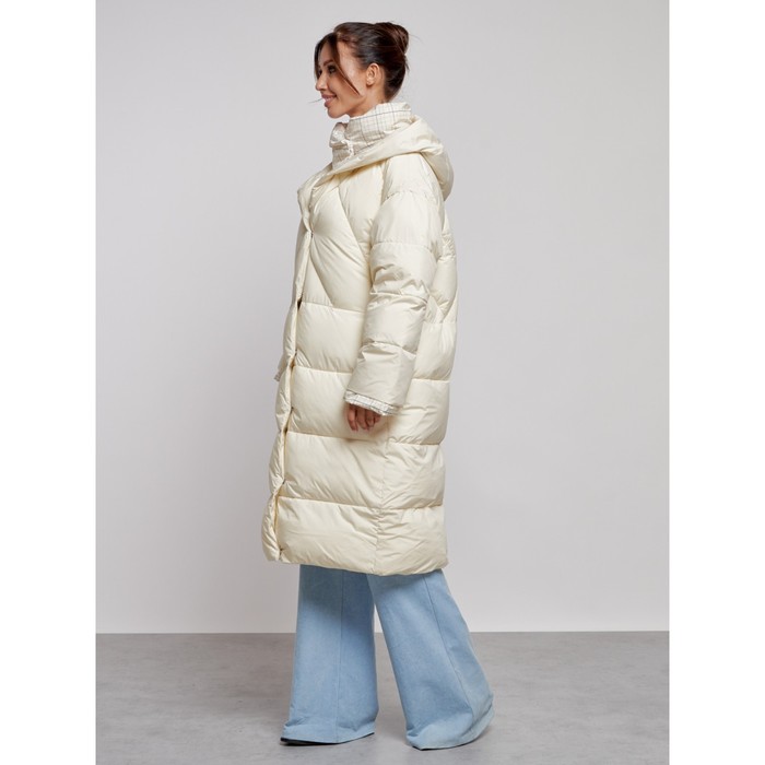 фото Пальто утепленное зимнее женское, размер 50, цвет светло-бежевый mtforce