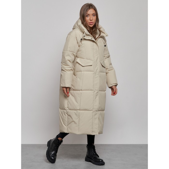 фото Пальто утепленное зимнее женское, размер 42, цвет светло-бежевый mtforce