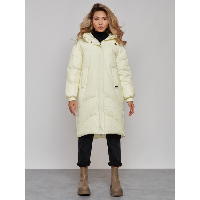Пальто утепленное зимнее женское, размер 42, цвет светло-жёлтый пальто утепленное зимнее женское размер 42 цвет светло жёлтый