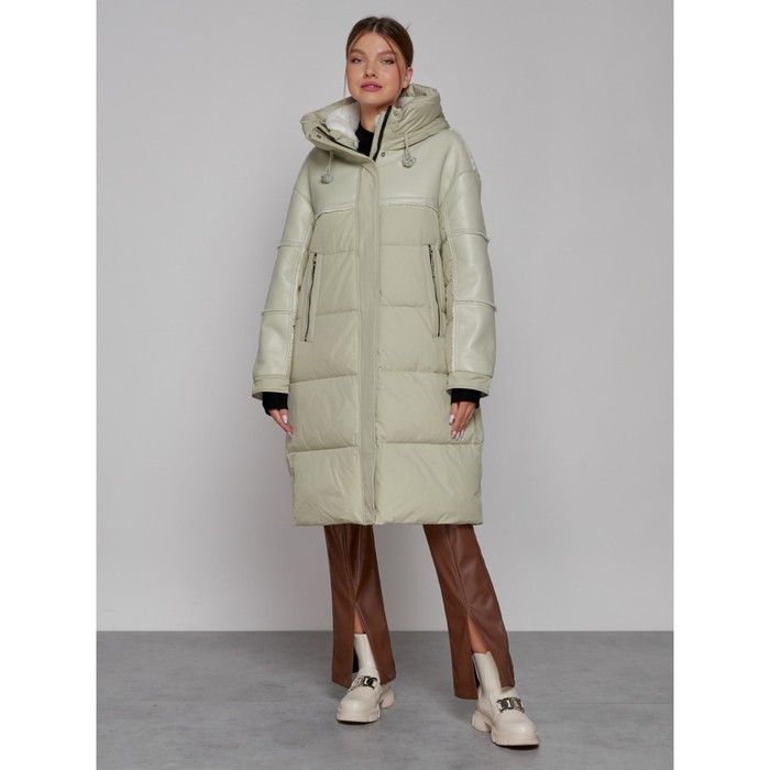 Пальто утепленное зимнее женское, размер 48, цвет светло-зелёный пальто утепленное зимнее женское размер 48 цвет светло зелёный