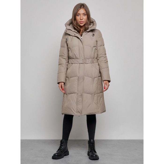 Пальто утепленное зимнее женское, размер 42, цвет светло-коричневый пальто утепленное зимнее женское размер 42 цвет светло серый