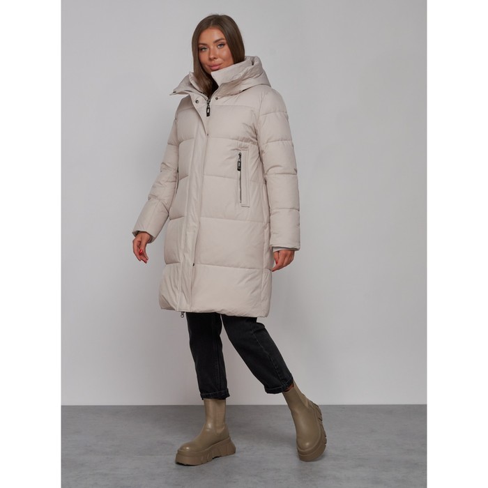 фото Пальто утепленное зимнее женское, размер 42, цвет светло-серый mtforce