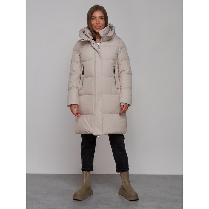 Пальто утепленное зимнее женское, размер 46, цвет светло-серый пальто утепленное зимнее женское размер 46 цвет светло серый