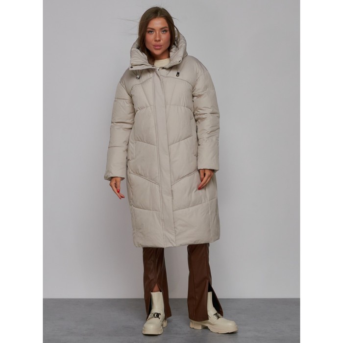 Пальто утепленное зимнее женское, размер 48, цвет светло-серый пальто утепленное зимнее женское размер 48 цвет светло серый