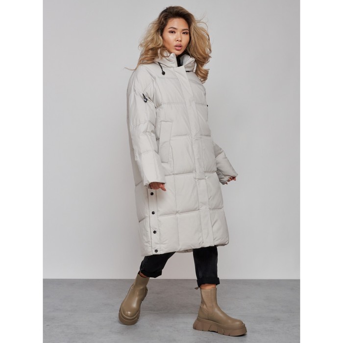 фото Пальто утепленное зимнее женское, размер 50, цвет светло-серый mtforce