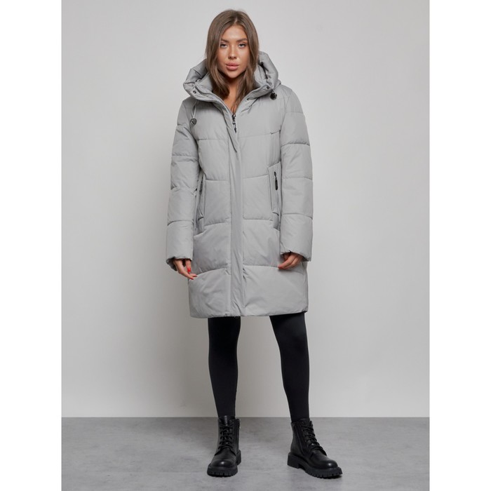 Пальто утепленное зимнее женское, размер 48, цвет серый пальто утепленное зимнее женское размер 48 цвет светло серый