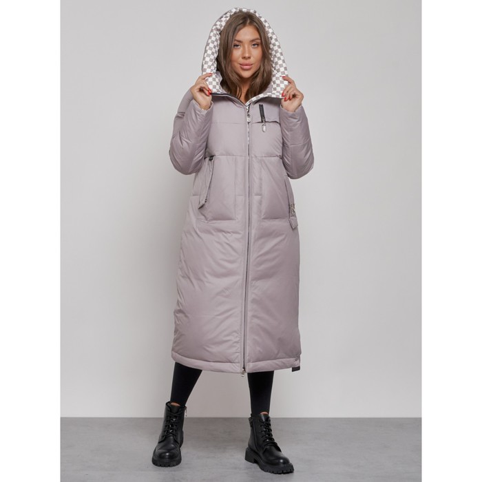 Пальто утепленное зимнее женское, размер 42, цвет серый пальто утепленное зимнее женское размер 42 цвет светло серый
