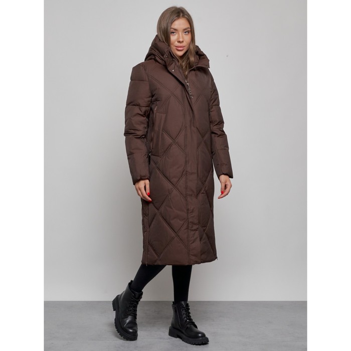фото Пальто утепленное зимнее женское, размер 42, цвет тёмно-коричневый mtforce